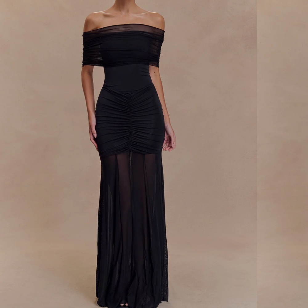 Caspian Black Off the Shoulder Maxi Dress